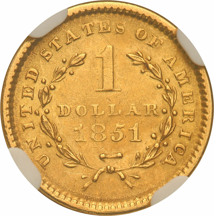USA. Dolar 1851 typ I, Philadelphia  NGC AU58